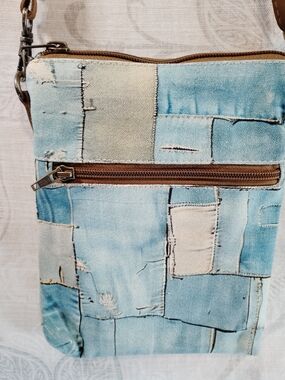 Cotton Curls Light Blue Patchwork Crossbody Bag - Casual Travel Shoulder Bag